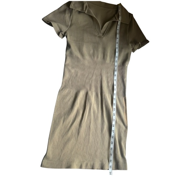 OQQ Women's Tan Collared Ribbed Mini Dress - Size L NWOT - Picture 5 of 7